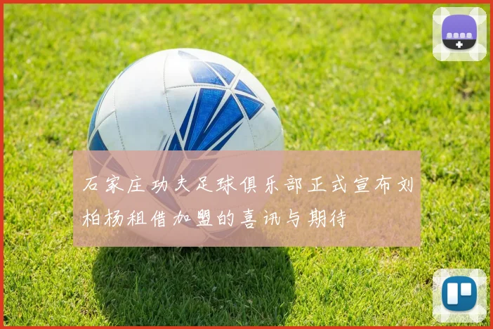 石家庄功夫足球俱乐部正式宣布刘柏杨租借加盟的喜讯与期待